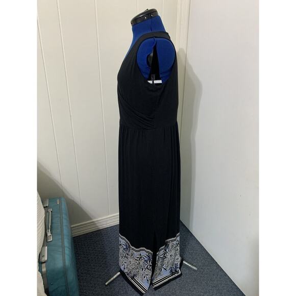 J Jill Wearever Dress Womens Large Black Stretch Knit Maxi Sleeveless Pullover - Picture 2 of 10